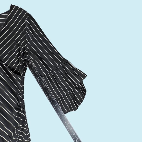 Anthropologie Sunday in Brooklyn Dress Medium Black Striped Bell Sleeve NWOT - Picture 9 of 10
